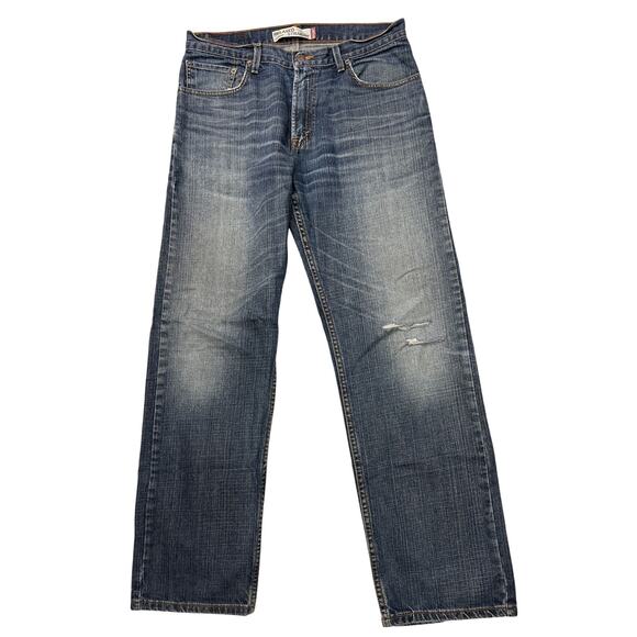 Levis 559 Jeans Mens 33x32 Blue Relaxed Fit Straight Leg Distressed Y2K Ripped - Picture 1 of 11
